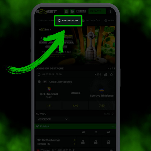 "Aplicativo para Android" no site b2xbet