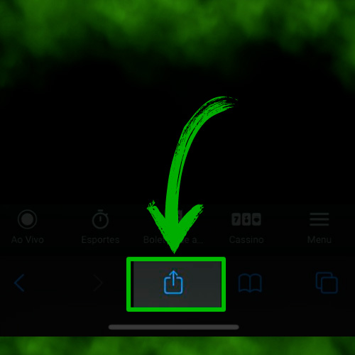 Clique no ícone "Compartilhar" no b2xbet ios
