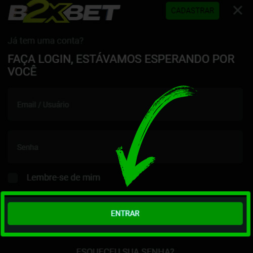 "Entrar" no site b2xbet